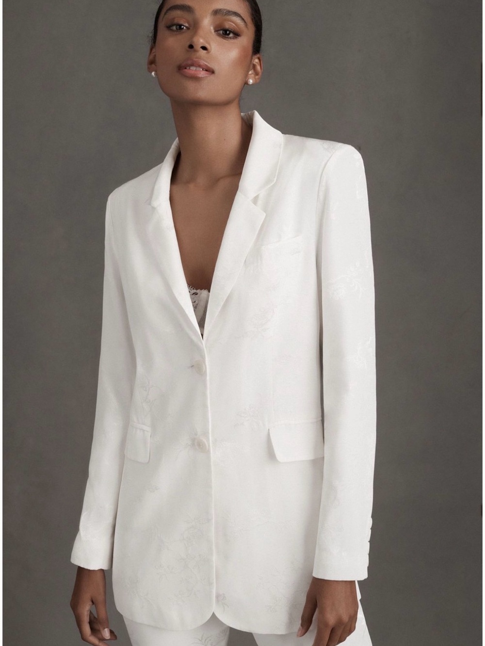 Anthropologie Daughters of Simone Bridal Floral Brocade Fitted Blazer